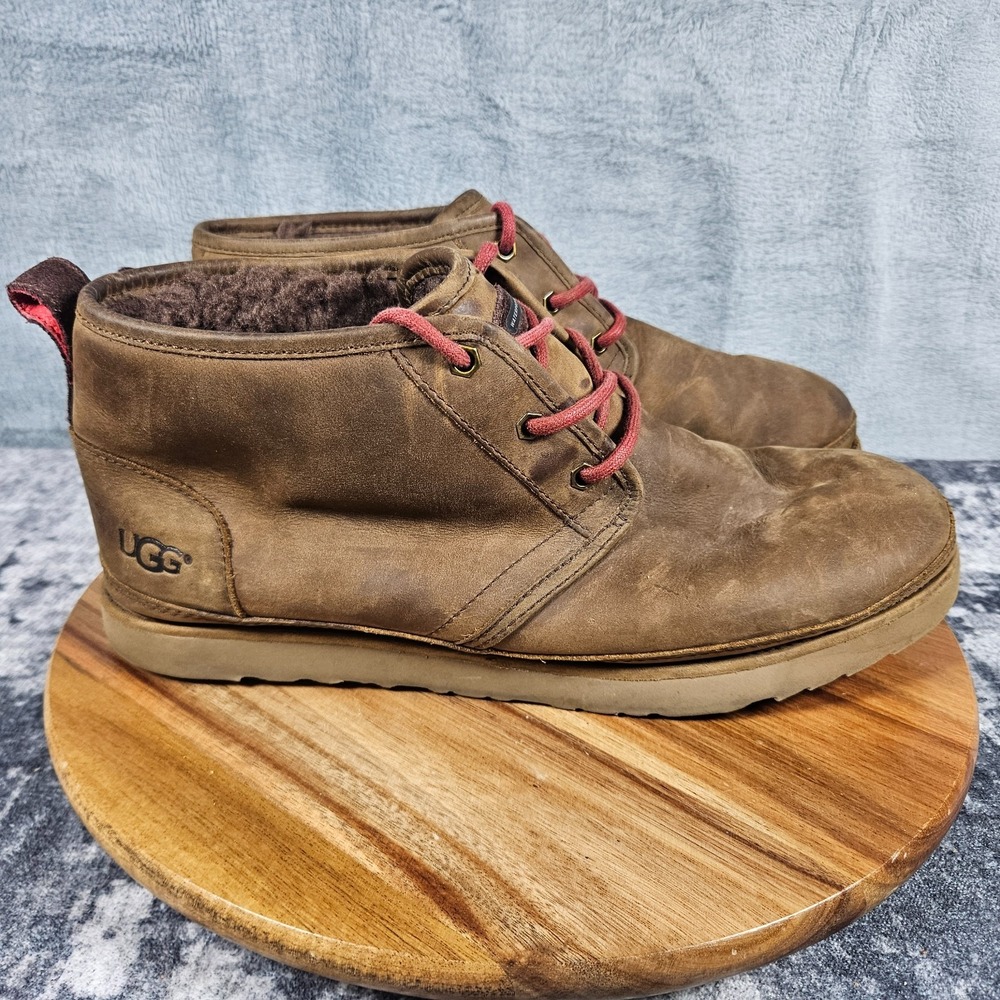 UGG Neumel Waterproof Brown Chukka Shearling Lined Ankle Boots Men Sz 12 1017254